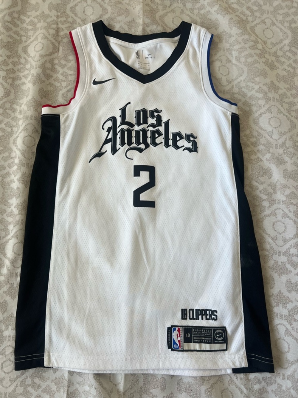 Nike White Los Angeles Clippers Leonard #2 Basketball Jersey with Black Trim